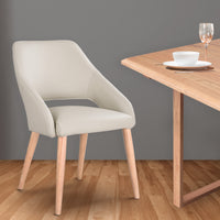 Rikko 2pc Set Genuine Leather Dining Chair Wheat Cream