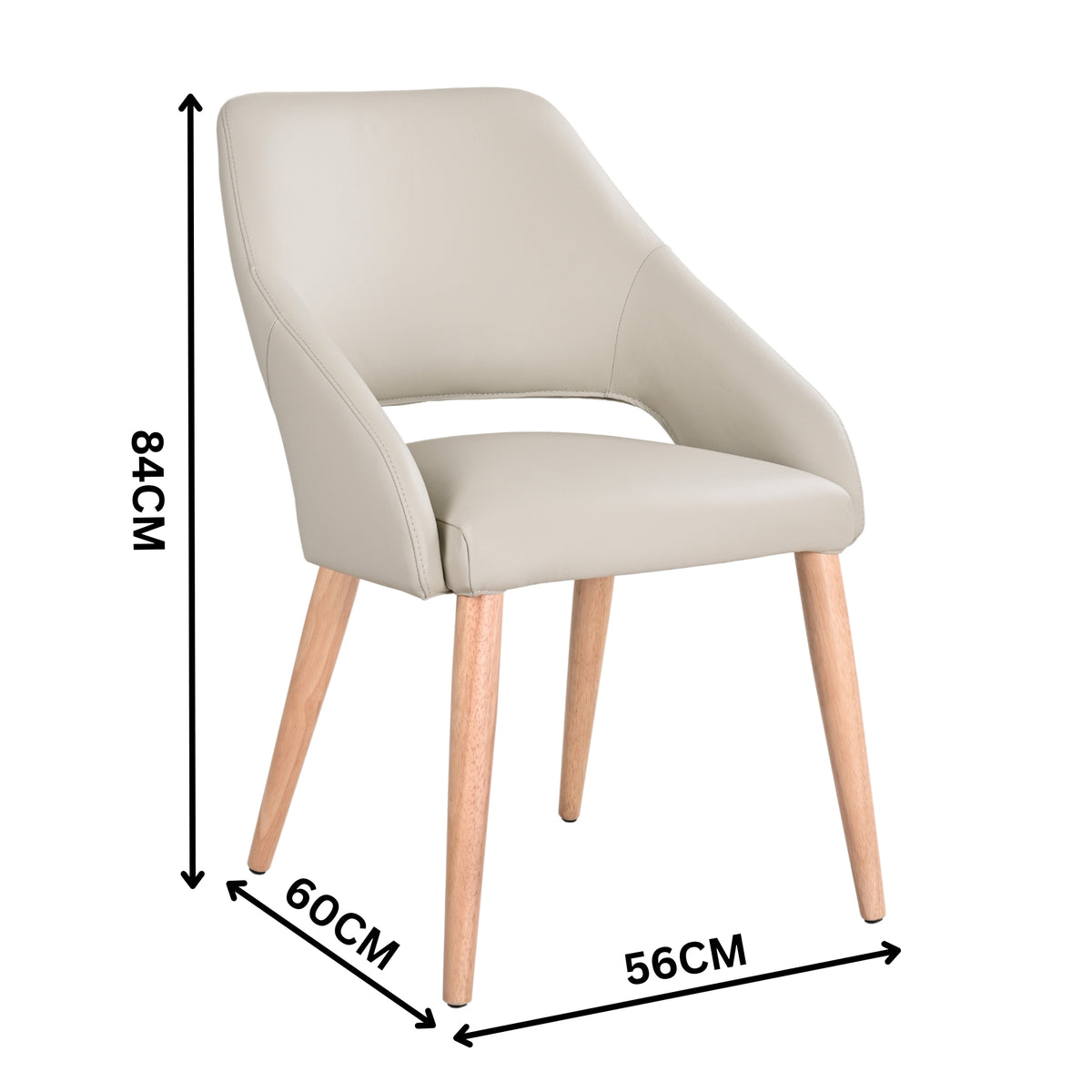 Rikko 2pc Set Genuine Leather Dining Chair Wheat Cream
