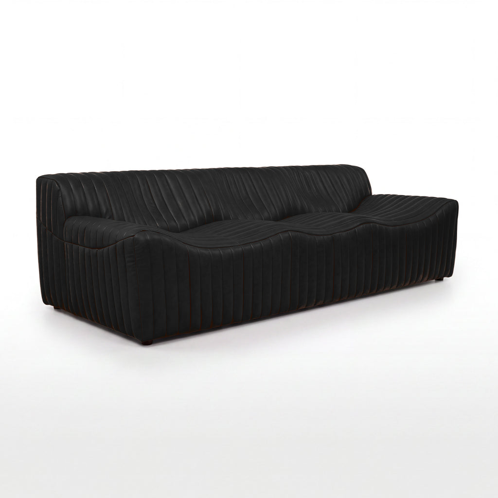 Ripley 3 Seater Sofa Black, angled view on a white background