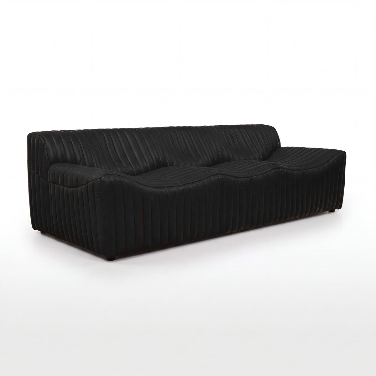 Ripley 3 Seater Sofa Black, angled view on a white background