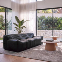 Ripley 3 Seater Sofa Black, styled in a living room, reverse angle