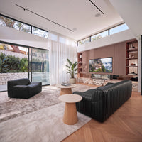 Ripley 3 Seater Sofa Black, styled in a living room, wide view