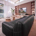 Ripley 3 Seater Sofa Black, styled in a living room, viewed over the backrest