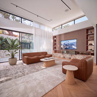 Ripley 3 Seater Sofa Tan, styled in a living room, wide view