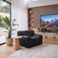 Ripley Single Seater Armchair Sofa Black, styled in a living room, front three-quarter view