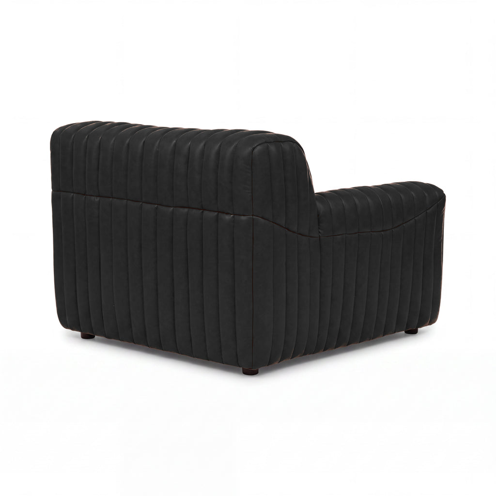 Ripley Single Seater Armchair Sofa Black, rear view on a white background
