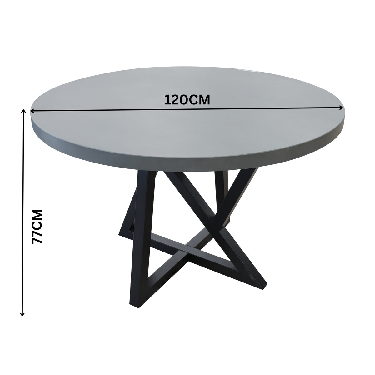 Rocky 120cm Round Dining Table Concrete Top Dark Grey