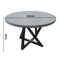 Rocky 120cm Round Dining Table Concrete Top Dark Grey