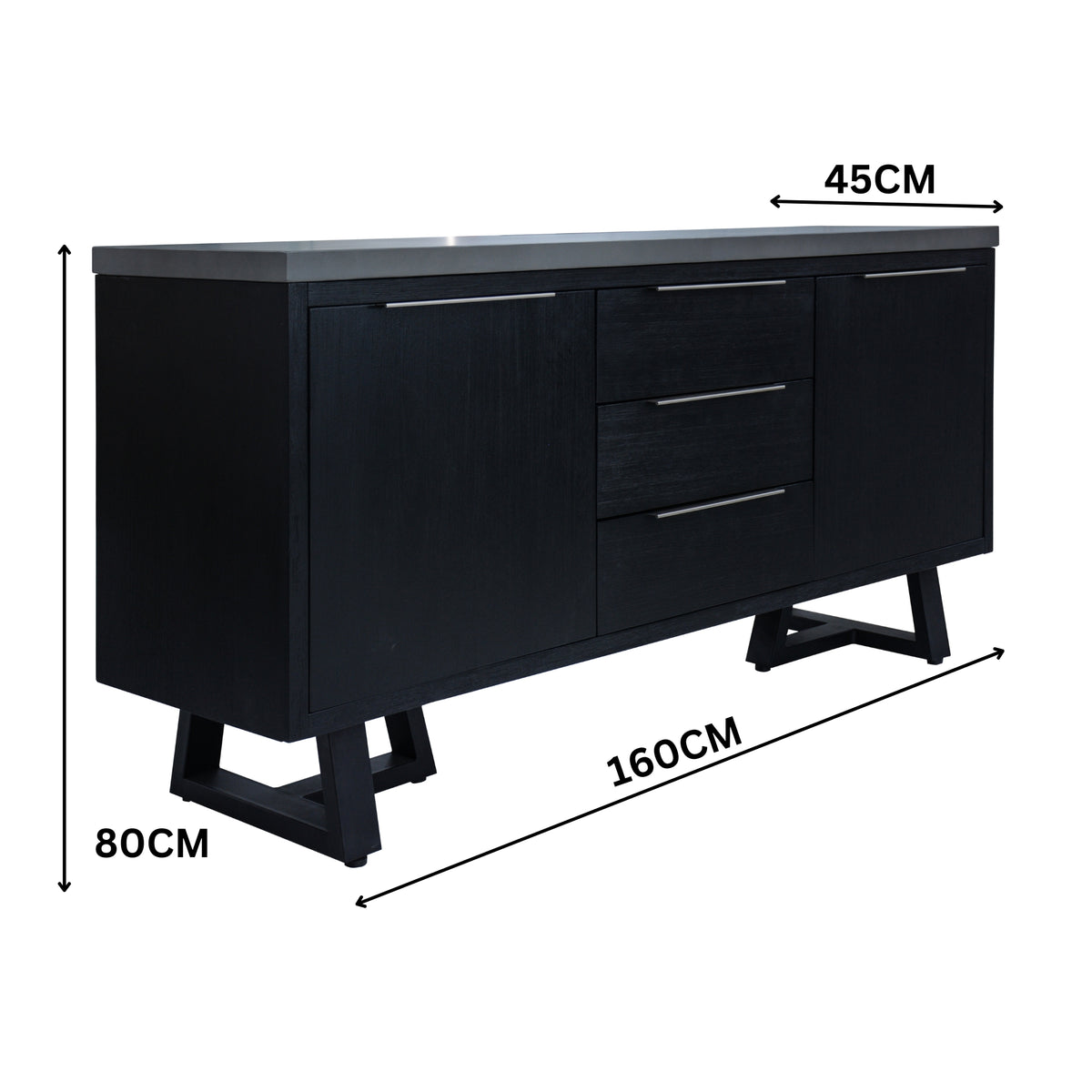 Rocky 160cm Buffet Table Dark Grey