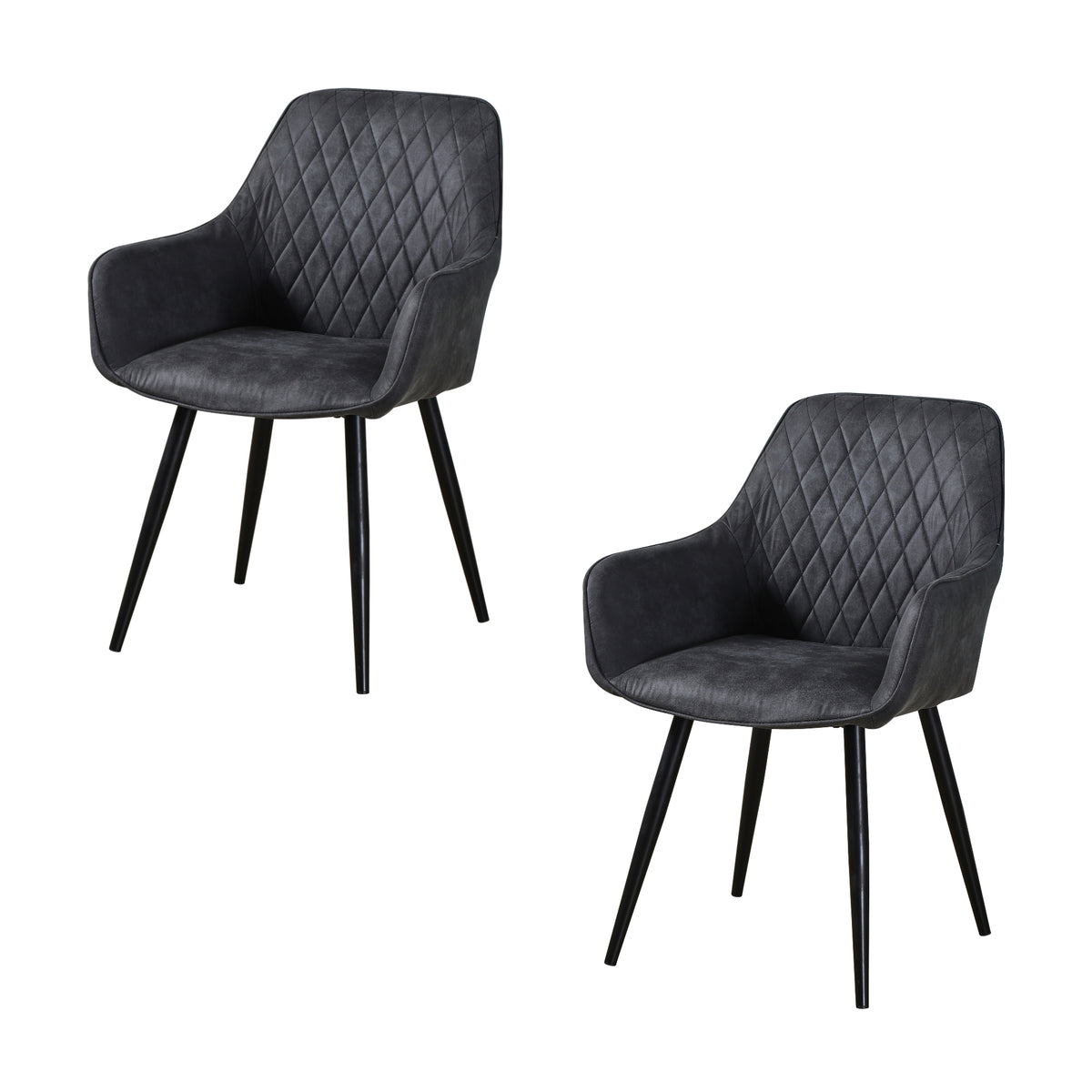 Rocky 2pc Set Fabric Dining Chair Dark Grey