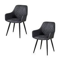Rocky 2pc Set Fabric Dining Chair Dark Grey