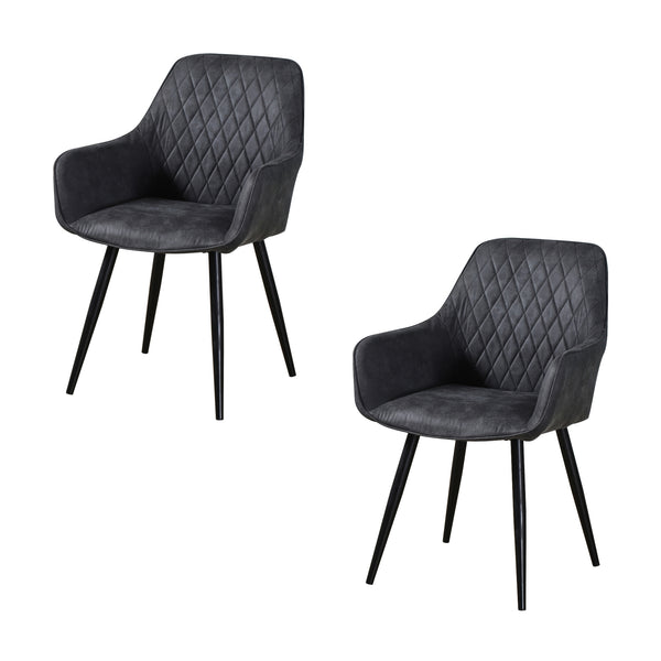 Rocky 2pc Set Fabric Dining Chair Dark Grey