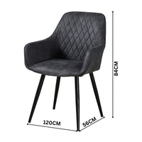 Rocky 2pc Set Fabric Dining Chair Dark Grey