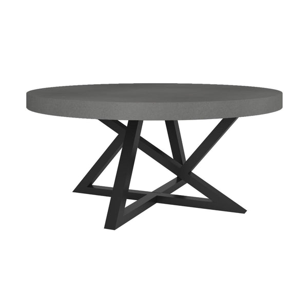 Rocky 90cm Round Coffee Table Concrete Top Dark Grey