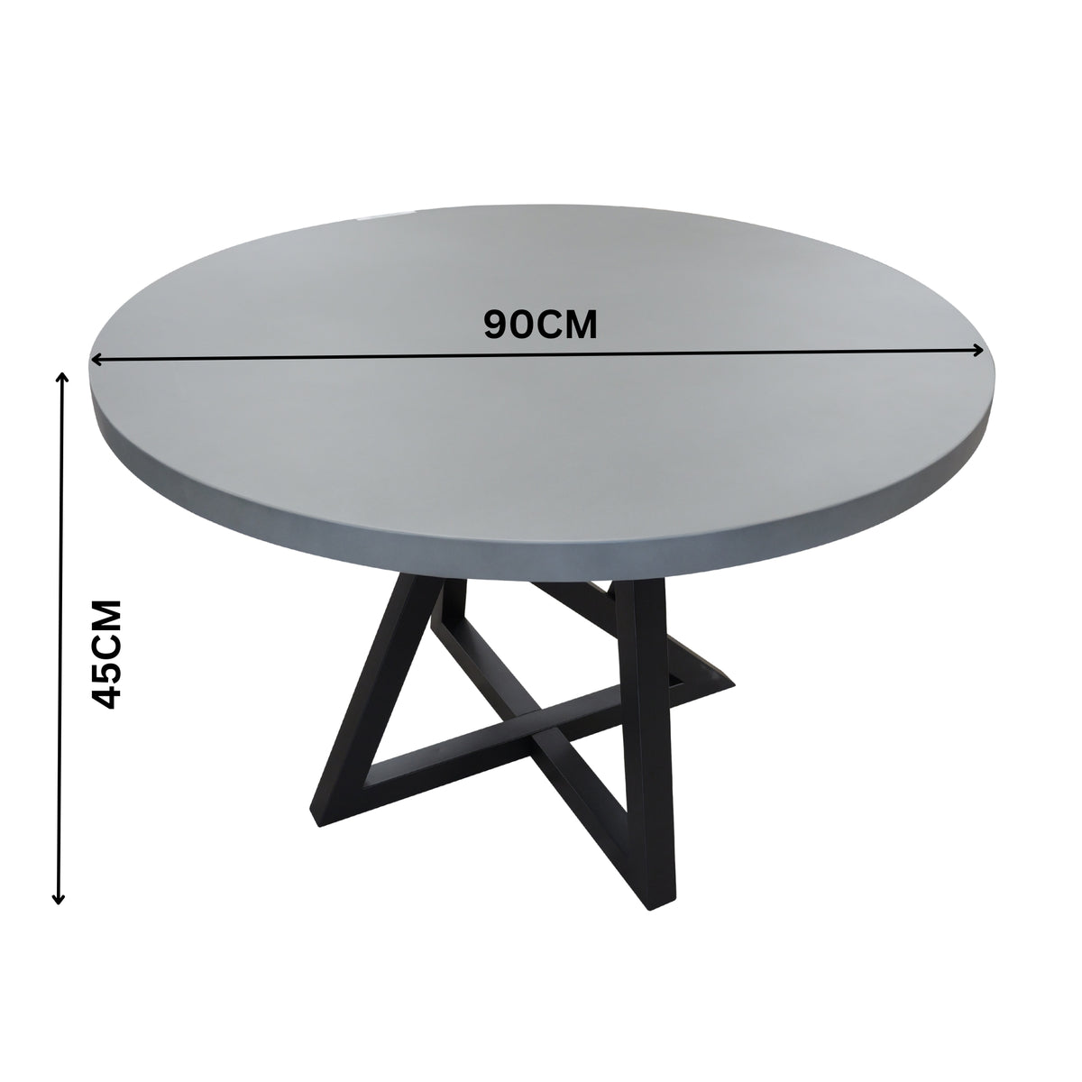 Rocky 90cm Round Coffee Table Concrete Top Dark Grey