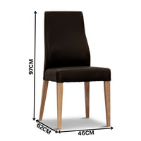 Rosemallow 2pc Set PU Leather Dining Chair Black