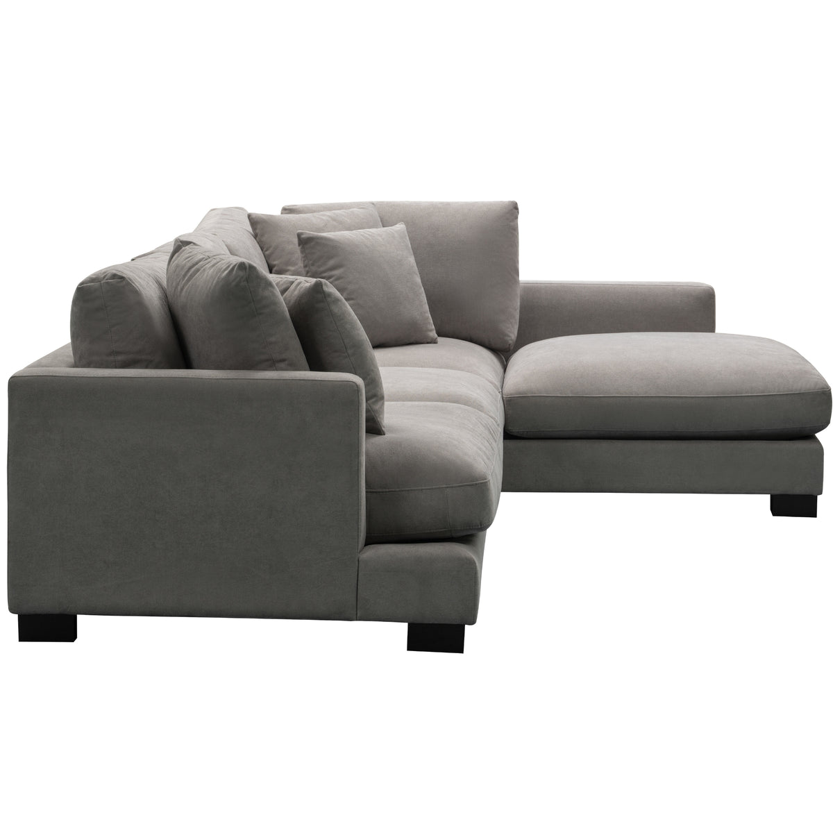 Royalty 3 Seater Sofa Fabric Uplholstered Right Chaise Lounge Couch - Grey