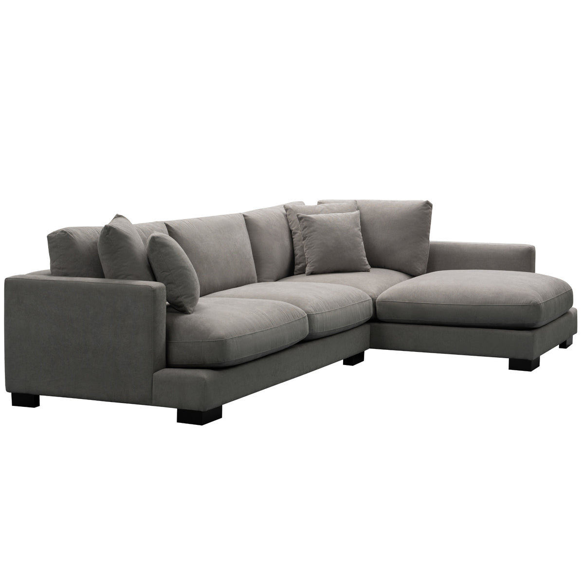 Royalty 3 Seater Sofa Fabric Uplholstered Right Chaise Lounge Couch - Grey