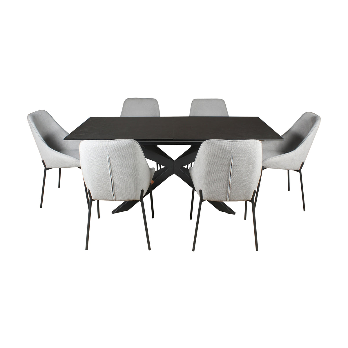 Royce 180-240cm Extendable Dining Table Ceramic Tempered Glass Top Dark Grey
