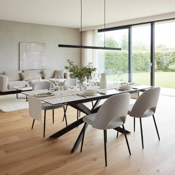 Royce 180-240cm Extendable Dining Table Ceramic Tempered Glass Top White
