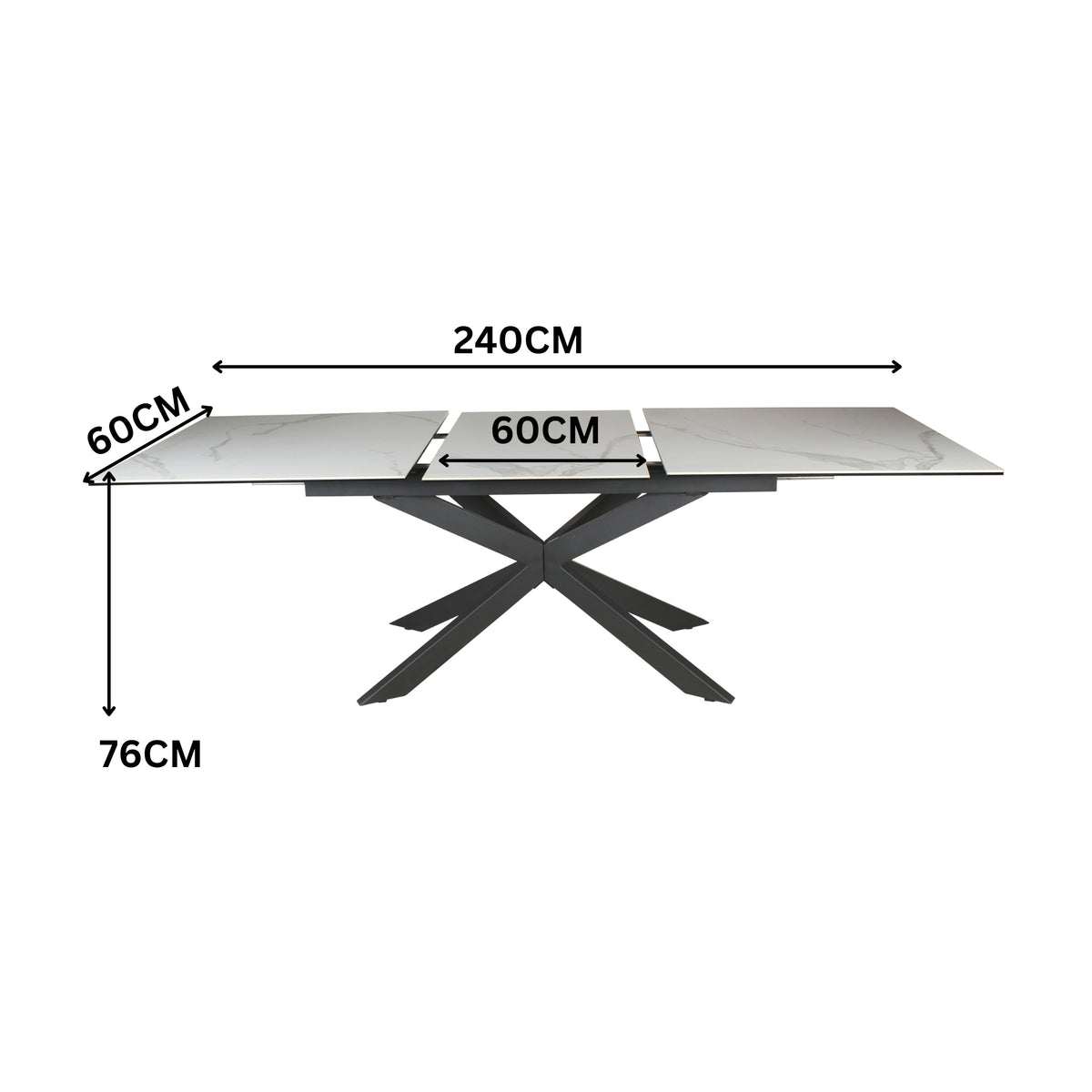 Royce 180-240cm Extendable Dining Table Ceramic Tempered Glass Top White