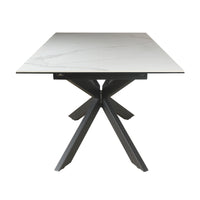 Royce 180-240cm Extendable Dining Table Ceramic Tempered Glass Top White