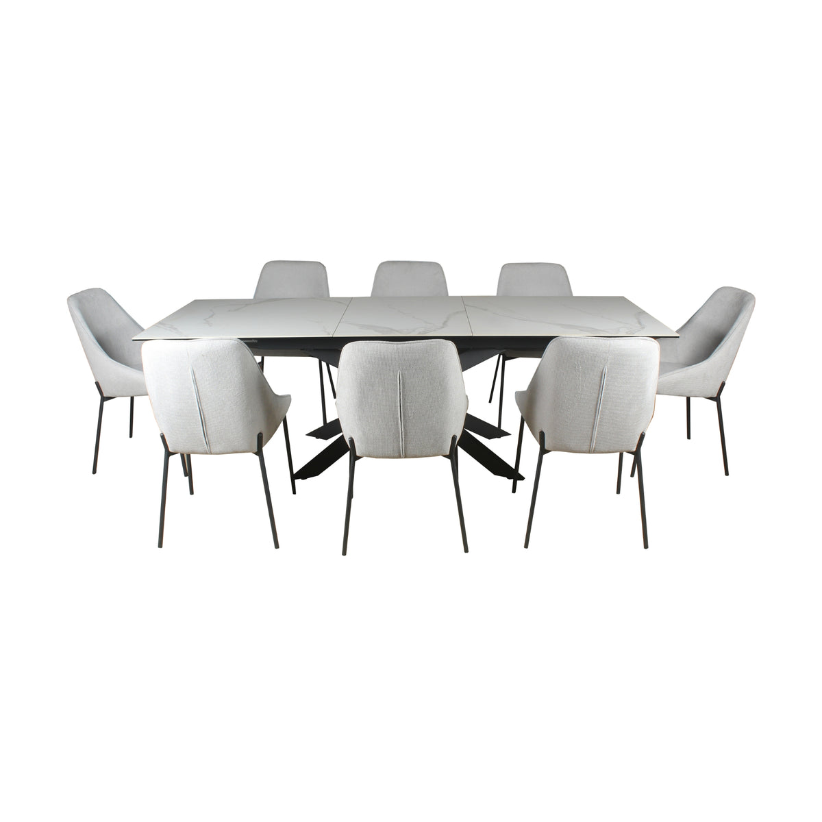 Royce 180-240cm Extendable Dining Table Ceramic Tempered Glass Top White