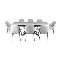 Royce 180-240cm Extendable Dining Table Ceramic Tempered Glass Top White