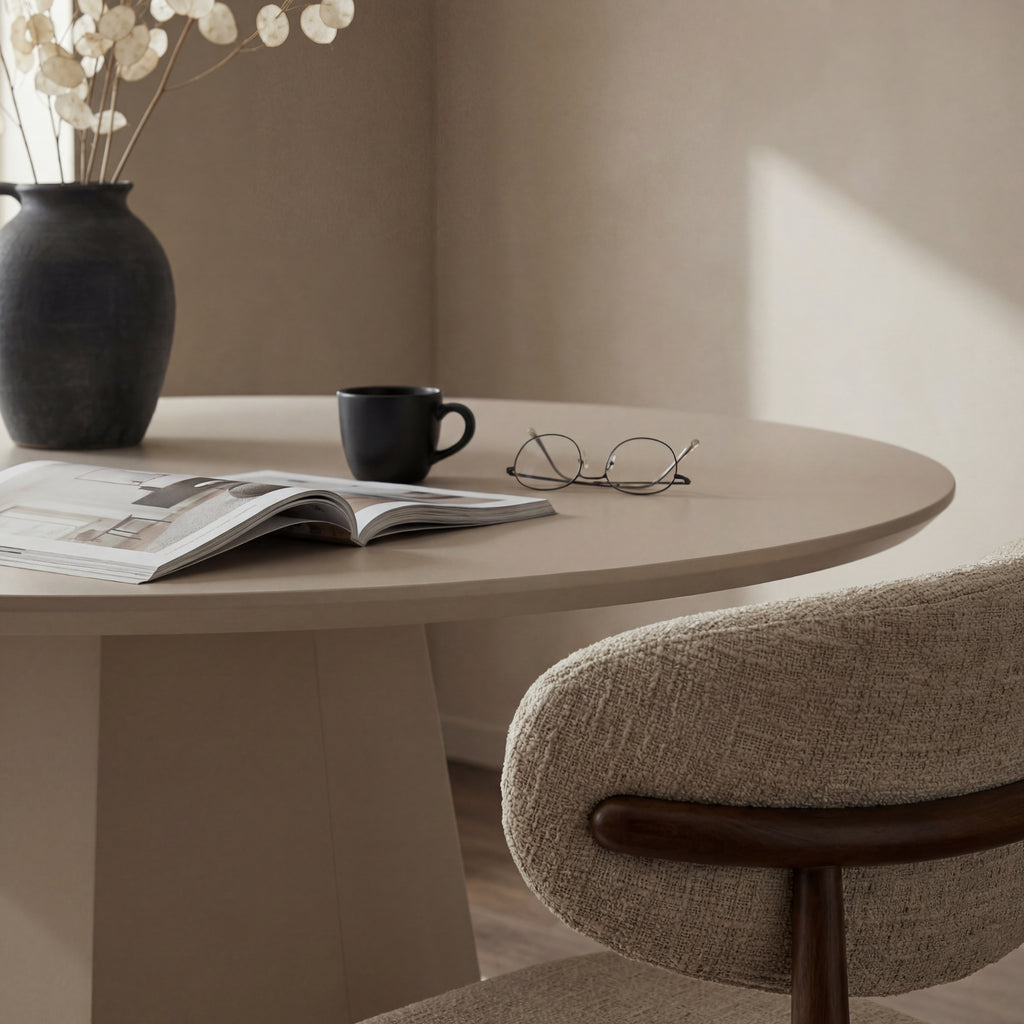 Ruddy 120cm Round Dining Table Putty Beige