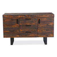 Rustica 150cm Buffet Table Cabinet Solid Pine Wood 3 Drawer 2 Door Black