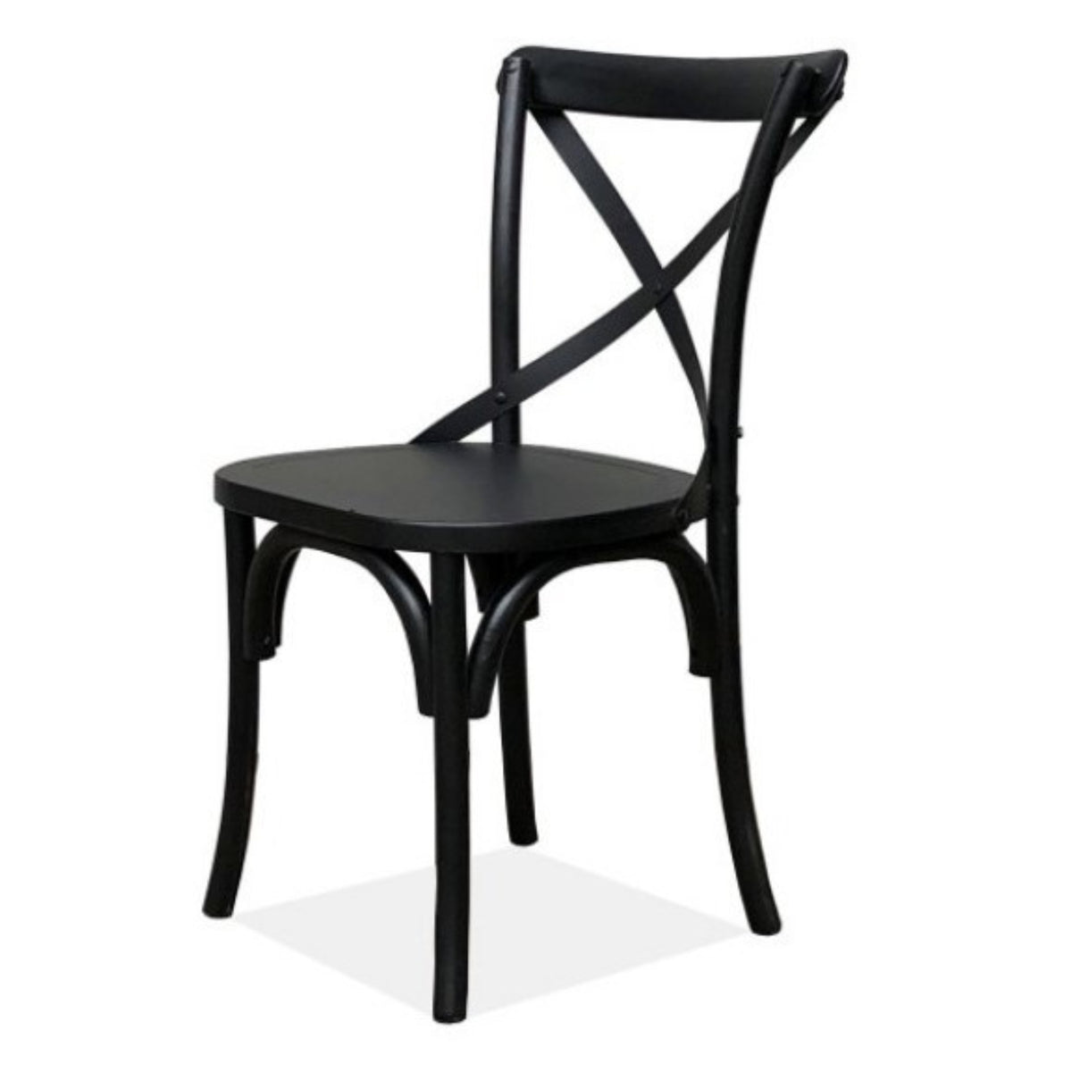 Rustica 2pc Set Dining Chair X-Back Solid Timber Wood Seat Black