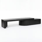 Ruvos 213-280cm Extendable ETU Entertainment TV Unit Black, angled view on a white background
