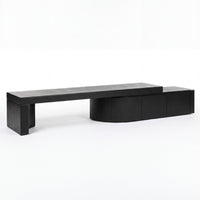 Ruvos 213-280cm Extendable ETU Entertainment TV Unit Black, angled view on a white background