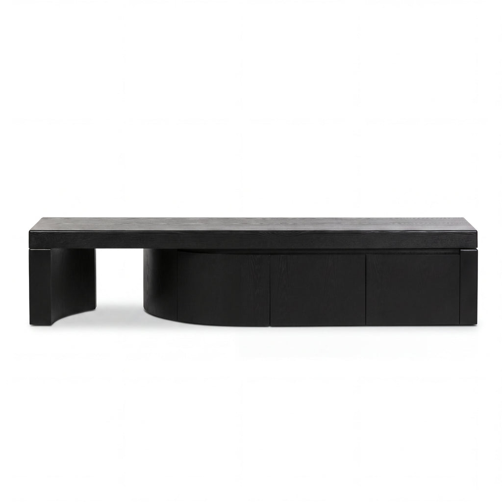 Ruvos 213-280cm Extendable ETU Entertainment TV Unit Black, front view on a white background