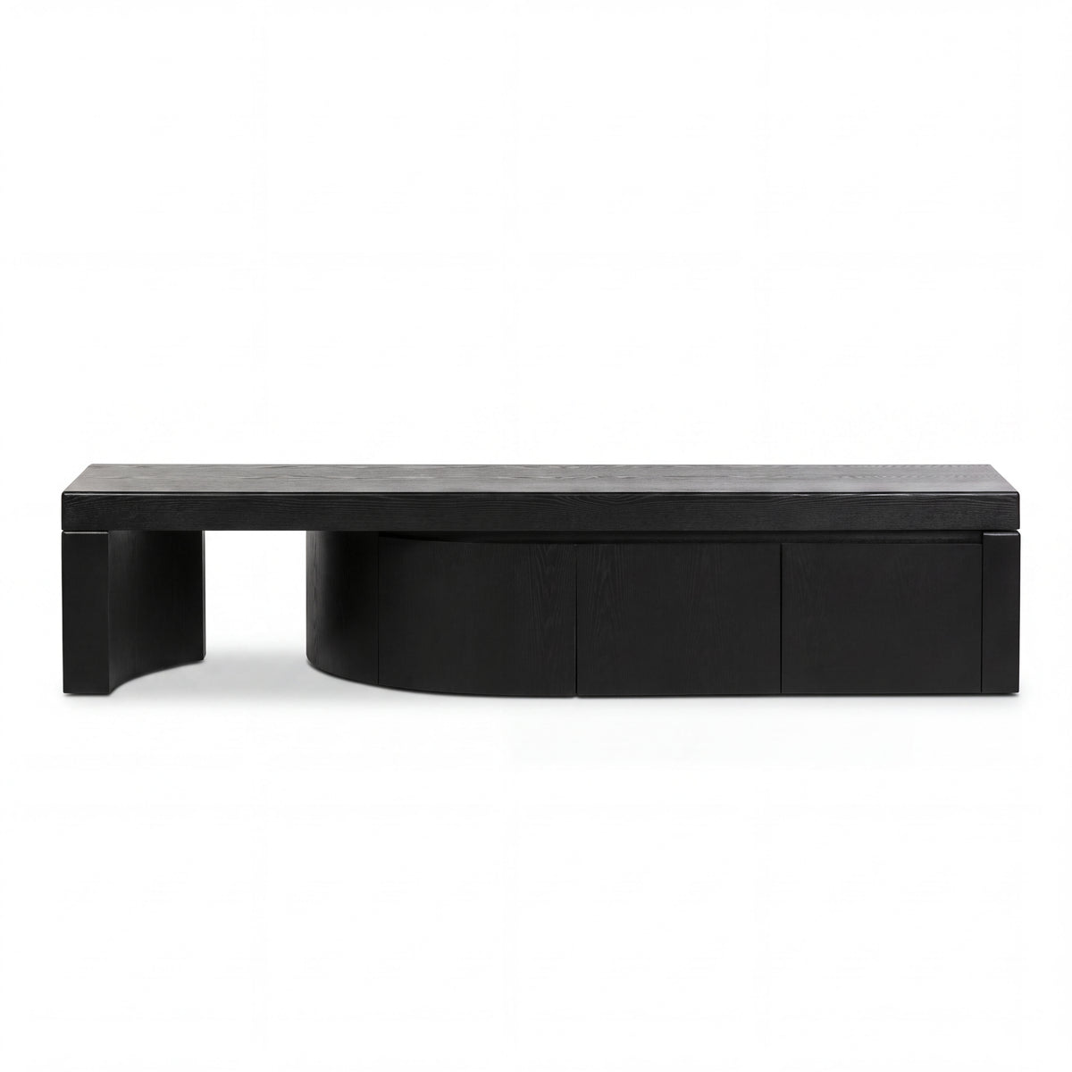 Ruvos 213-280cm Extendable ETU Entertainment TV Unit Black, front view on a white background