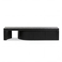 Ruvos 213-280cm Extendable ETU Entertainment TV Unit Black, front view on a white background