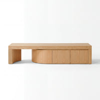 Ruvos 213-280cm Extendable ETU Entertainment TV Unit Natural Oak, front view on a white background