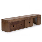 Ruvos 213-280cm Extendable ETU Entertainment TV Unit Walnut, rear view on a white background