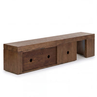 Ruvos 213-280cm Extendable ETU Entertainment TV Unit Walnut, rear view on a white background