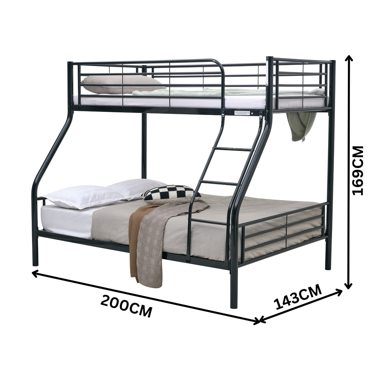 Sams Single Double Metal Bunk Bed Frame Black