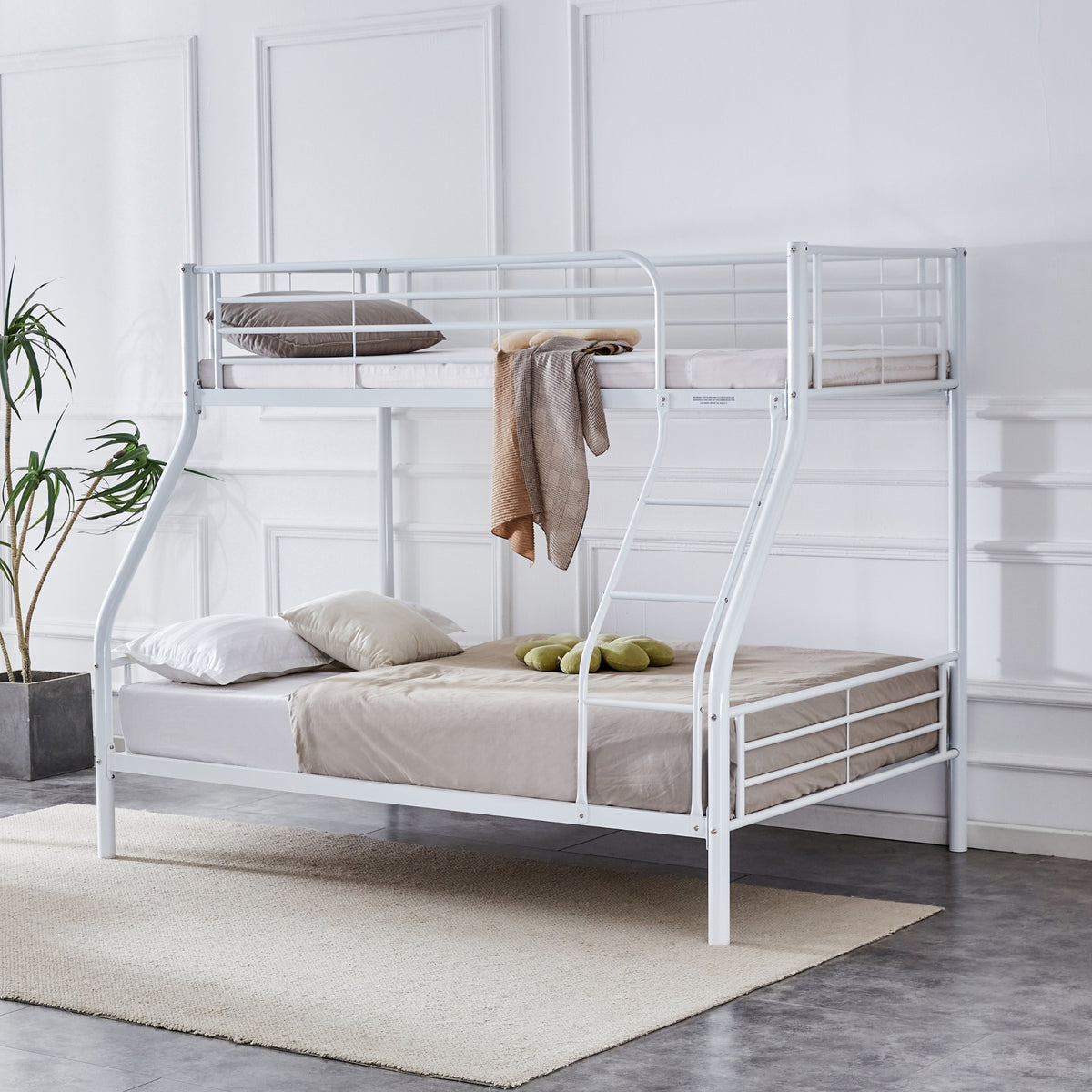 Sams Single Double Metal Bunk Bed Frame White