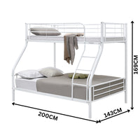 Sams Single Double Metal Bunk Bed Frame White