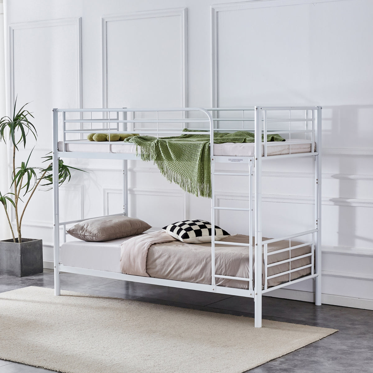 Sams Single Metal Bunk Bed Frame White