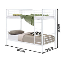 Sams Single Metal Bunk Bed Frame White
