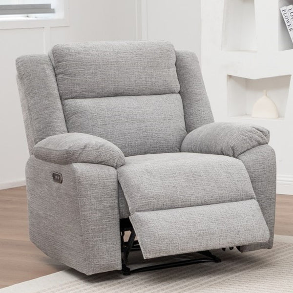 San Fino 1 Seater Electric Recliner Fabric Sofa Lounge Grey