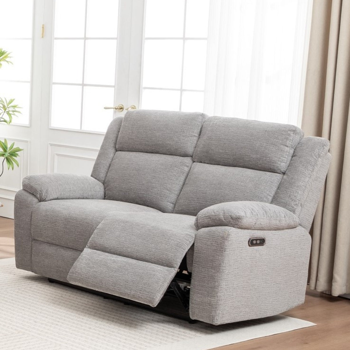 San Fino 2 Seater Electric Recliner Fabric Sofa Lounge Grey