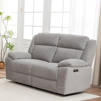 San Fino 2 Seater Electric Recliner Fabric Sofa Lounge Grey