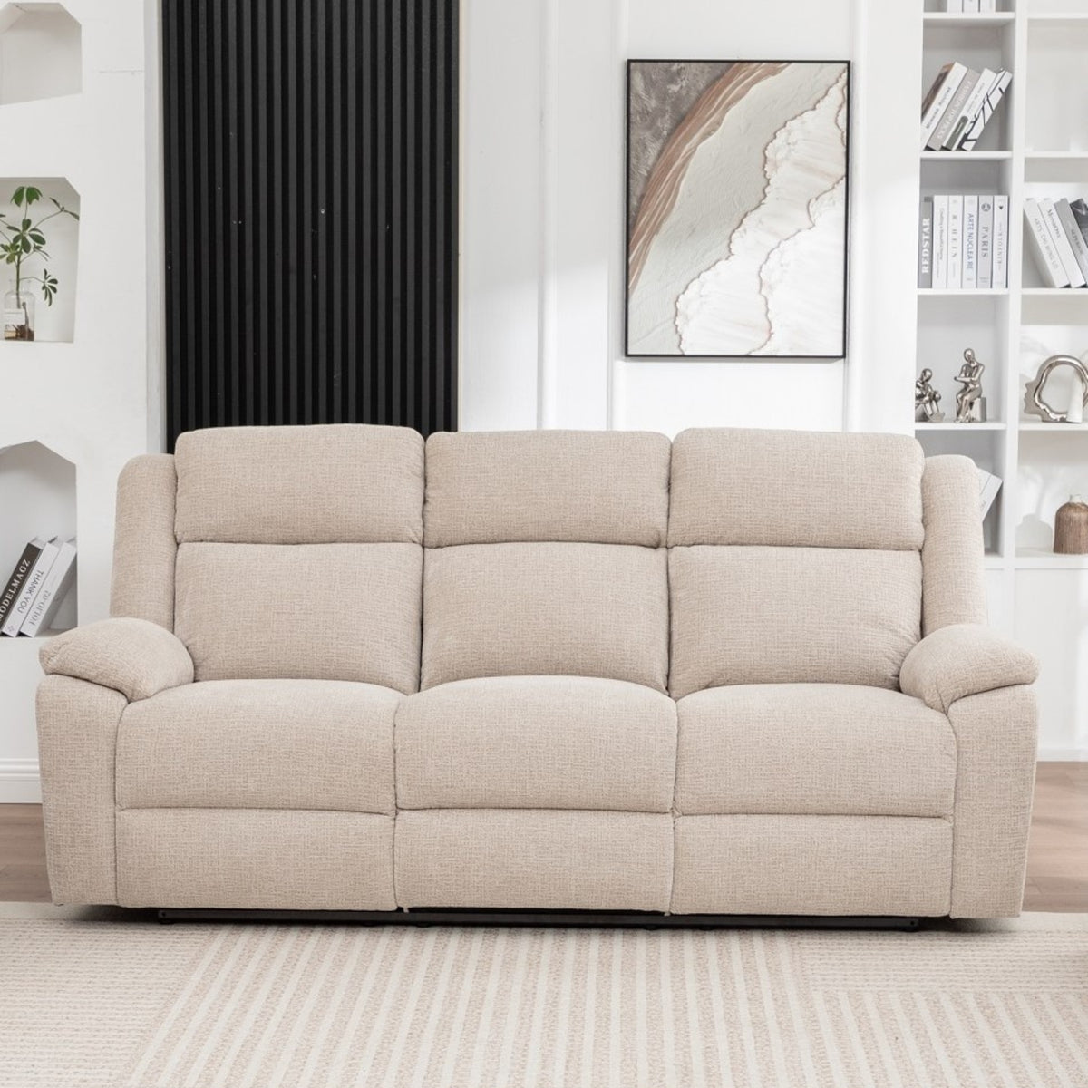 San Fino 3 Seater Electric Recliner Fabric Sofa Lounge Beige – Divano ...