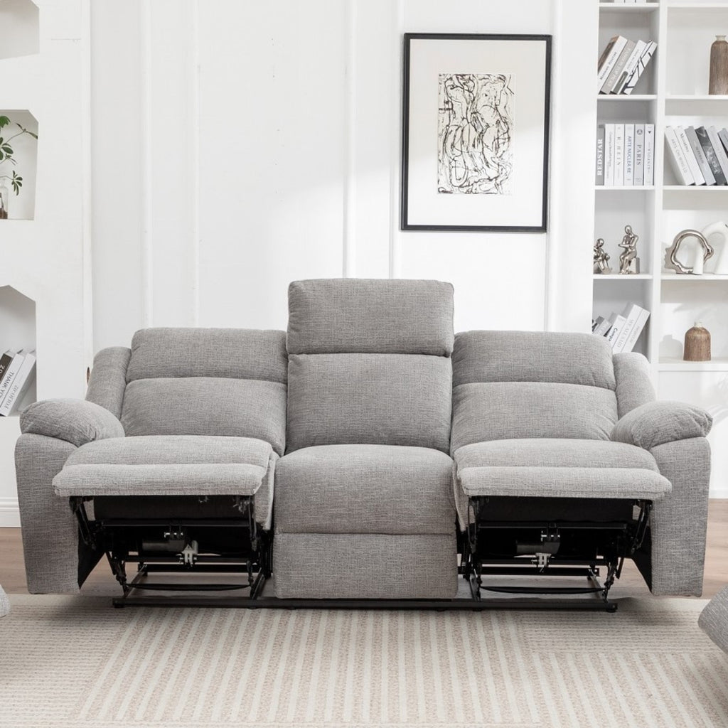 San Fino 3 Seater Electric Recliner Fabric Sofa Lounge Grey