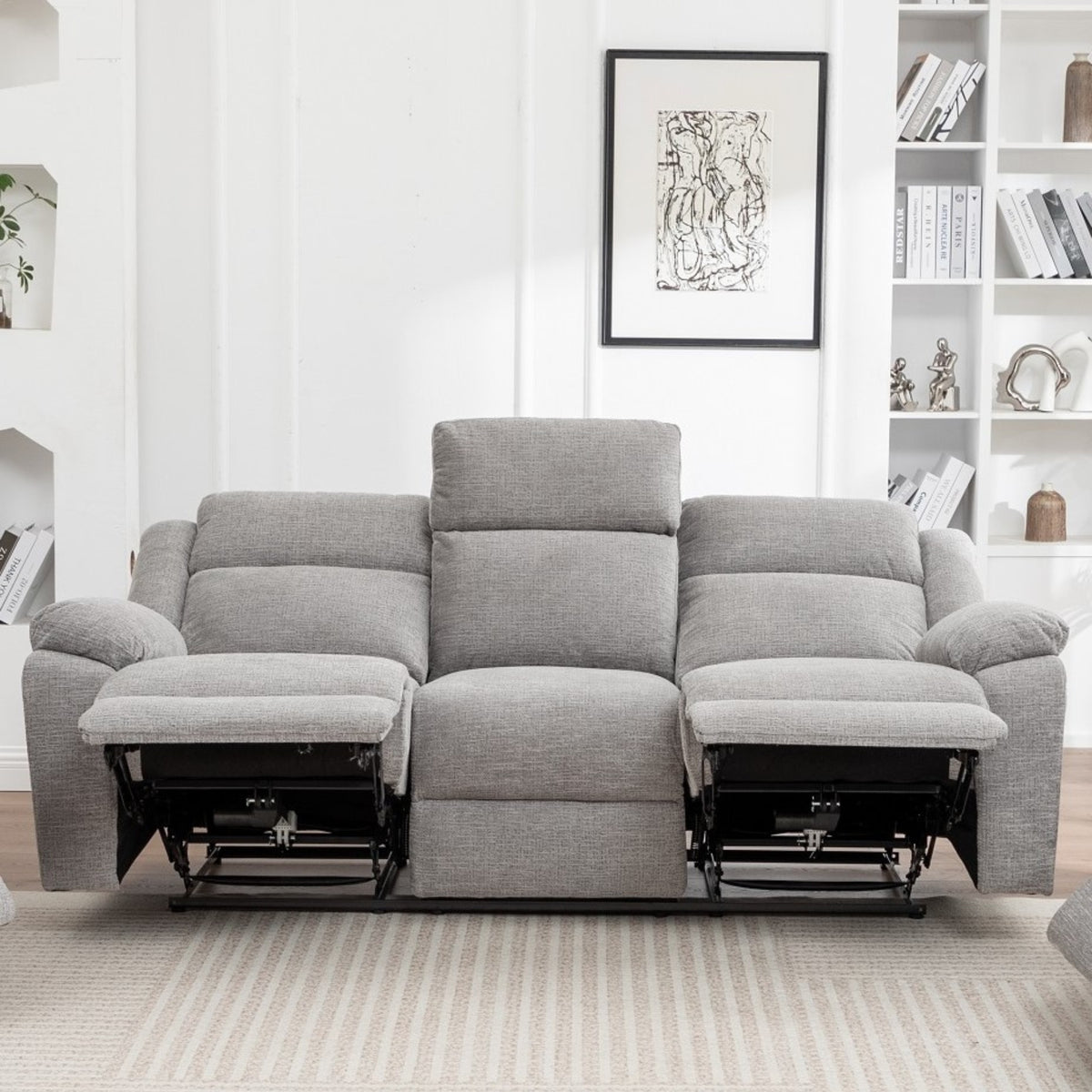 San Fino 3 Seater Electric Recliner Fabric Sofa Lounge Grey
